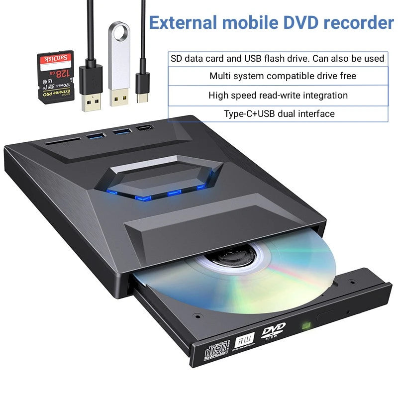 Drive with SD Card Reader DVD Burner CD Writer Super Drive For Laptop Notebook